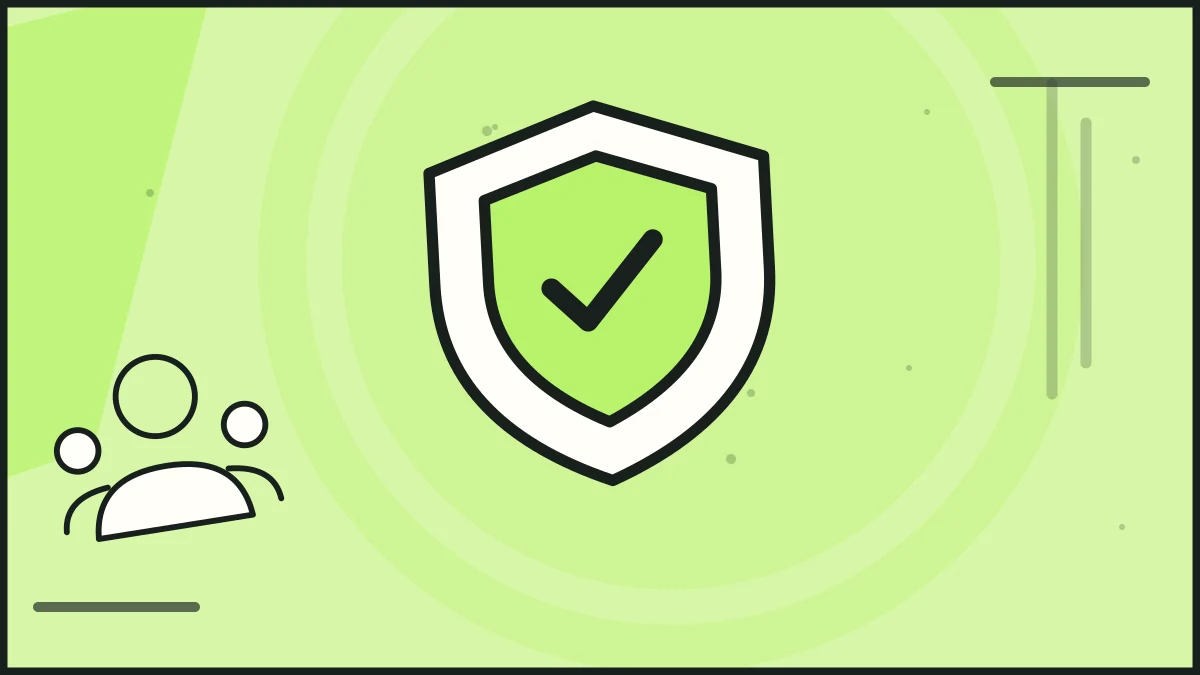 A protective shield beside three people, illustrating due diligence.